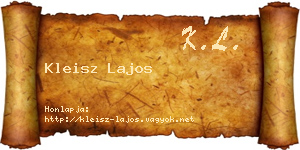 Kleisz Lajos névjegykártya